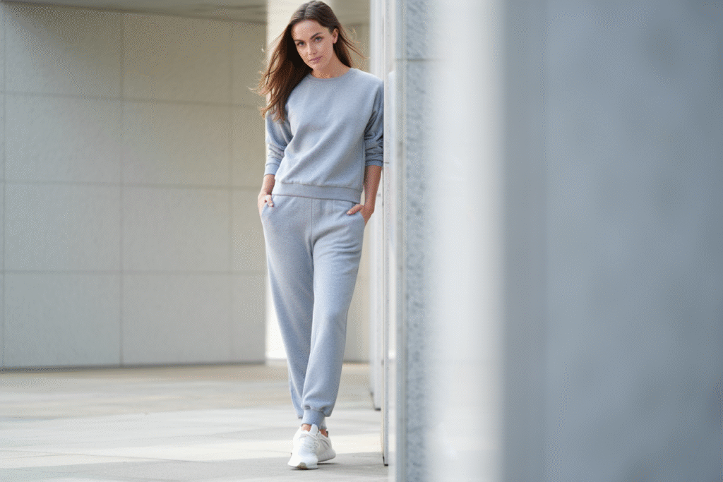 Calça de Moletom: 5 Maneiras de Usar com Estilo e Sofisticação - Revista ESTILO Contraste Elegante Casaco de Alfaiataria e Boné Casual - Modelo Major Model